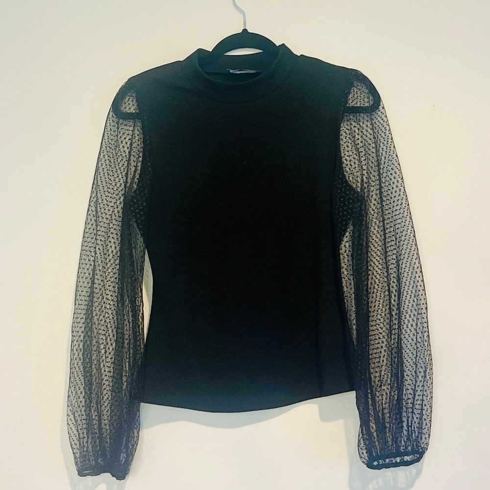 Lulus black top with sheer long sleeves
